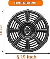 Vista 2 de ZuKaYeHome Air Fryer Replacement Tray for Ninja AF101 4QT XL 5.5 Qt AF150 Max XL 5.5 Quart AF161, 8.2'' Round Food Grade Grill Pan Grill Plate