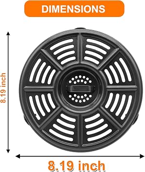 GCQ Air Fryer Grill Pan for for Ninja AF100UK 3.8L 4 in 1 AF160UK 5.2L 6 in 1 AF150 Air Fryer, 8.2'' Round Food Grade Air Fryer Grill Pan Crisper Plate Replacement Parts Tray Rack, Dishwasher Safe