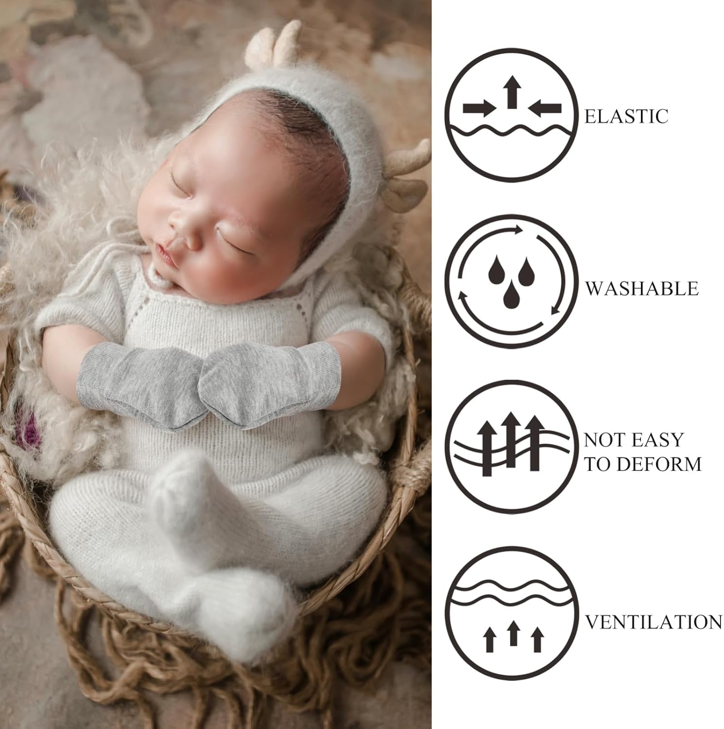 BESPORTBLE 9pairs Born Essentials for Newborns Scratch Mittens Cotton No Scratch Gloves Soft Mittens for Boys and Girls