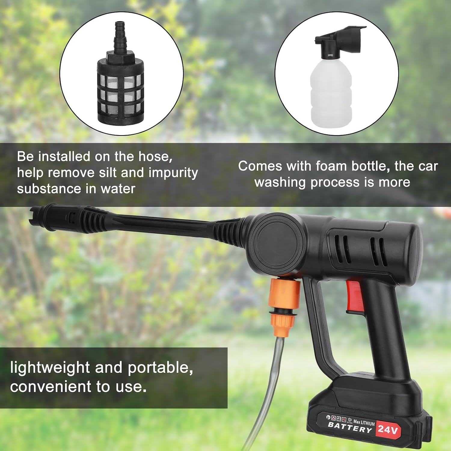 Hand demonstrating how to adjust the nozzle on the pressure washer