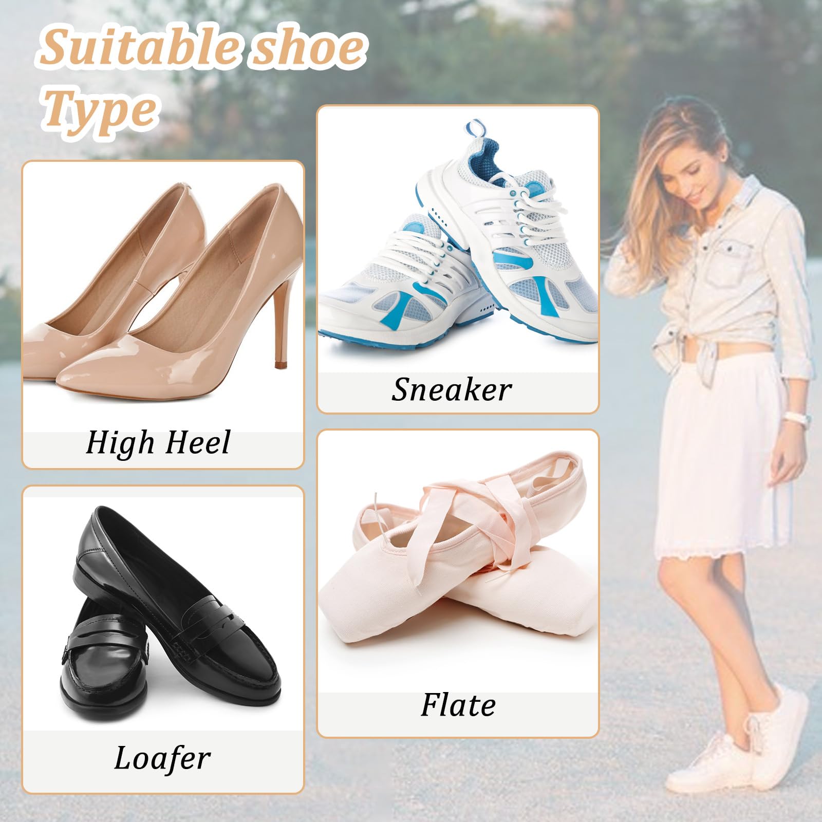 Yuanchu 6 par damskich stopek, niewidoczne, 35-40, antypoślizgowe, oddychające, antypoślizgowe, silikonowe, na lato, skarpety do sneakersów, bez pokazu