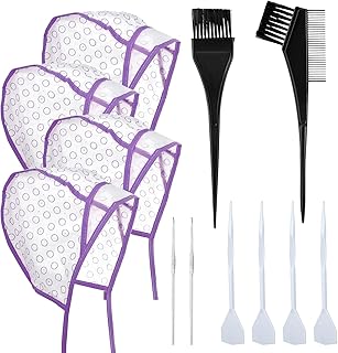 Bewudy Hair Highlighting and Coloring Kit with 12 Frosting Caps, Hooks for Salon Dyeing and Hairdressing (Purple)
