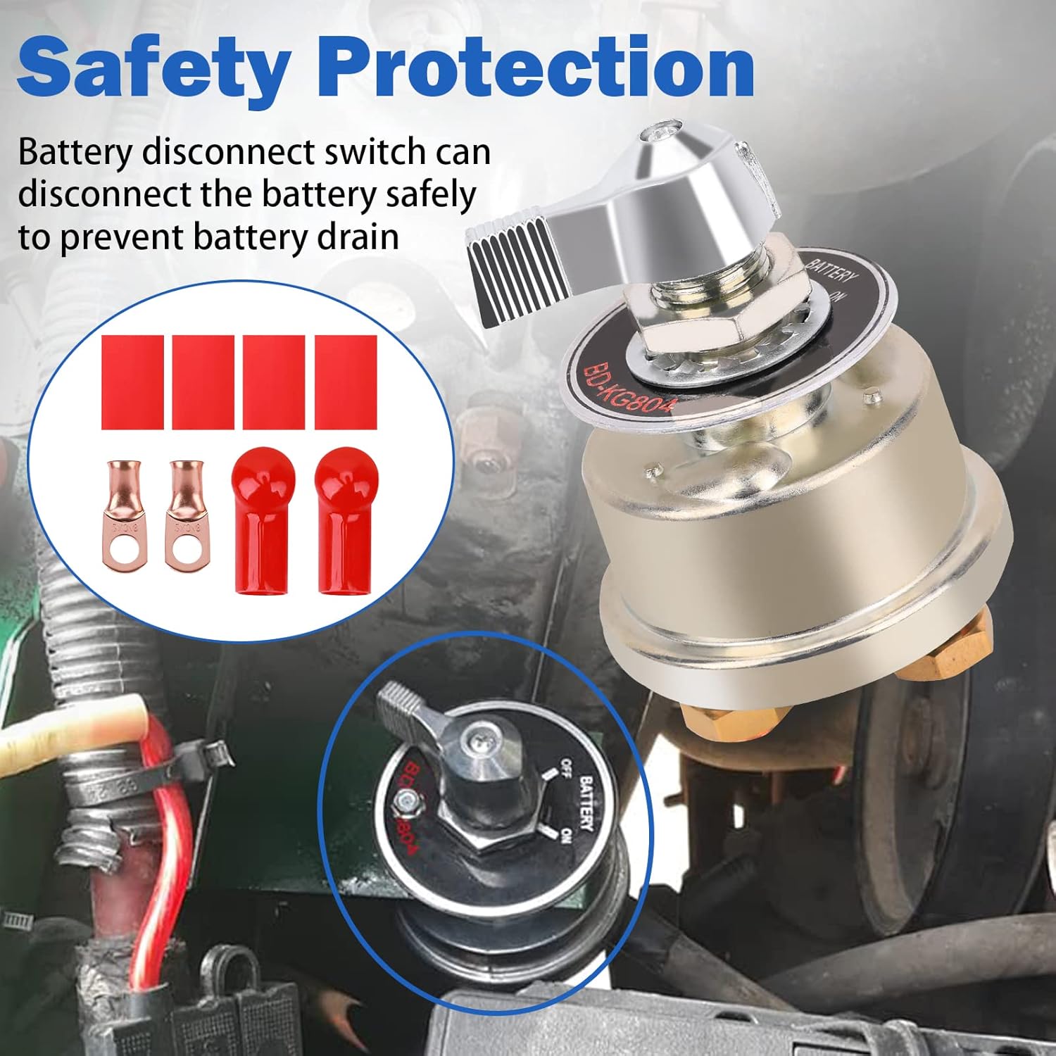 300A Battery Disconnect Switch + Garage Door Safety Sensor Beam Eyes, Garage Door Opener Parts Liftmaster/Sears/Chamberlain/Craftsman Replacement (41A5034, 801CB-P)