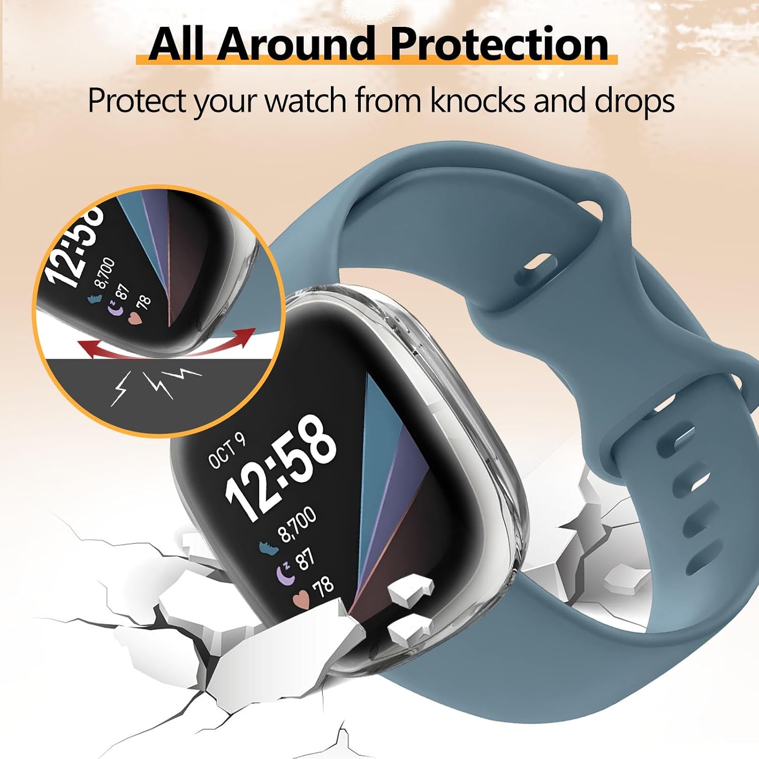 4 Pack Soft TPU Screen Protector Case for Fitbit Versa 3/Sense image 5