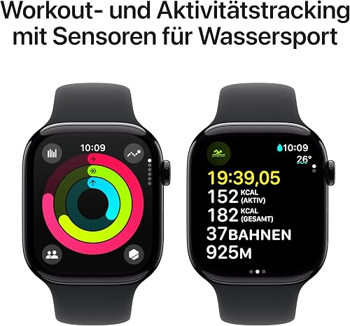 Apple Watch Series 10 (46 mm GPS + Cellular) Montre connectée avec Boîtier en Aluminium Noir de Jais et Bracelet Sport Noir (M/L). (Reconditionné) - 4