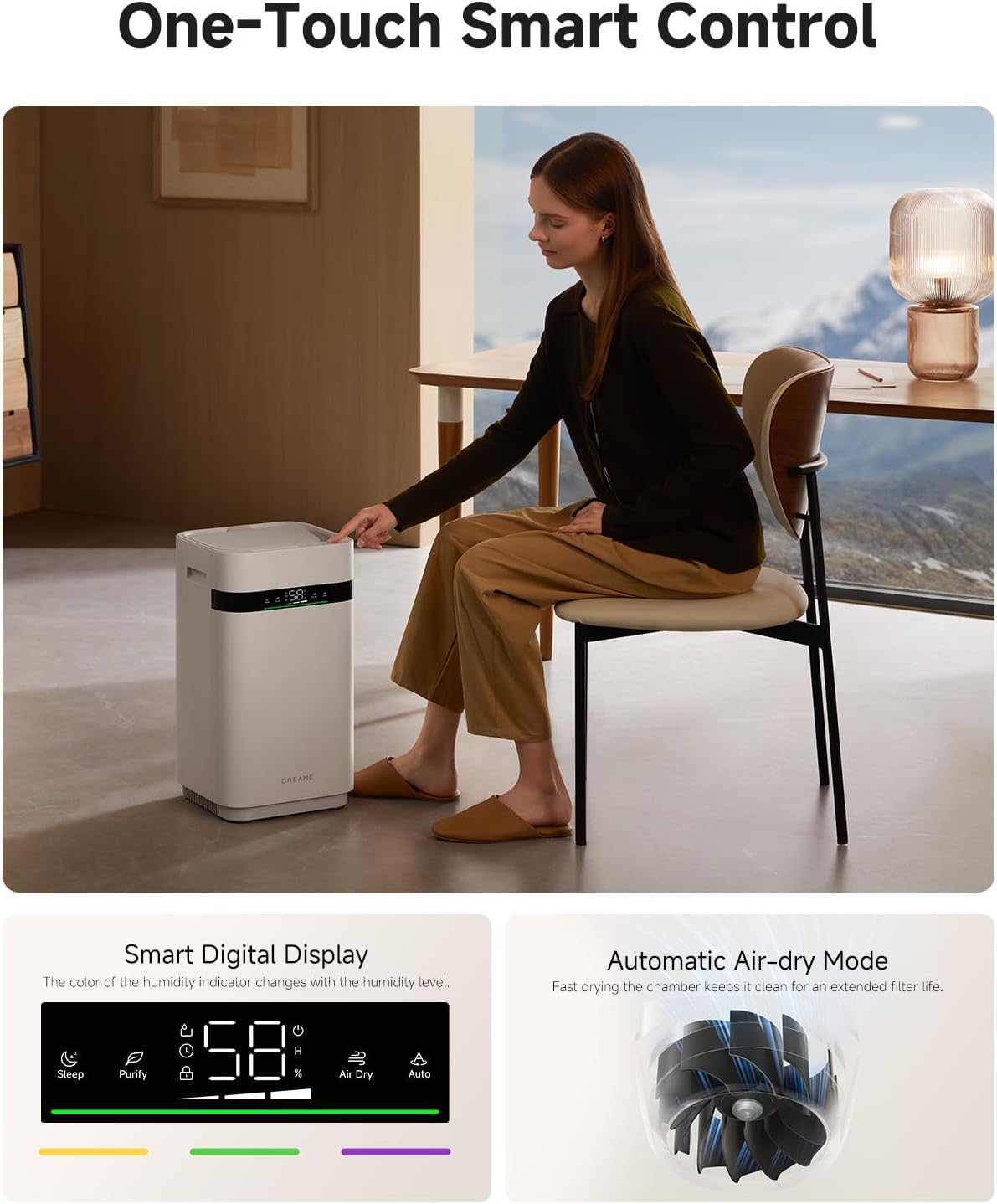 Dreame Mist-Free Humidifier H40, Cool Evaporative Air Humidifier with 3-Stage Purification for Comfotable Air, 6L Easy to Fill & Clean, Suitable for Large Bedroom Plant, Indoor, Home, Quiet Sleep Mode 9 71gO6jJSOeL. AC SL1500