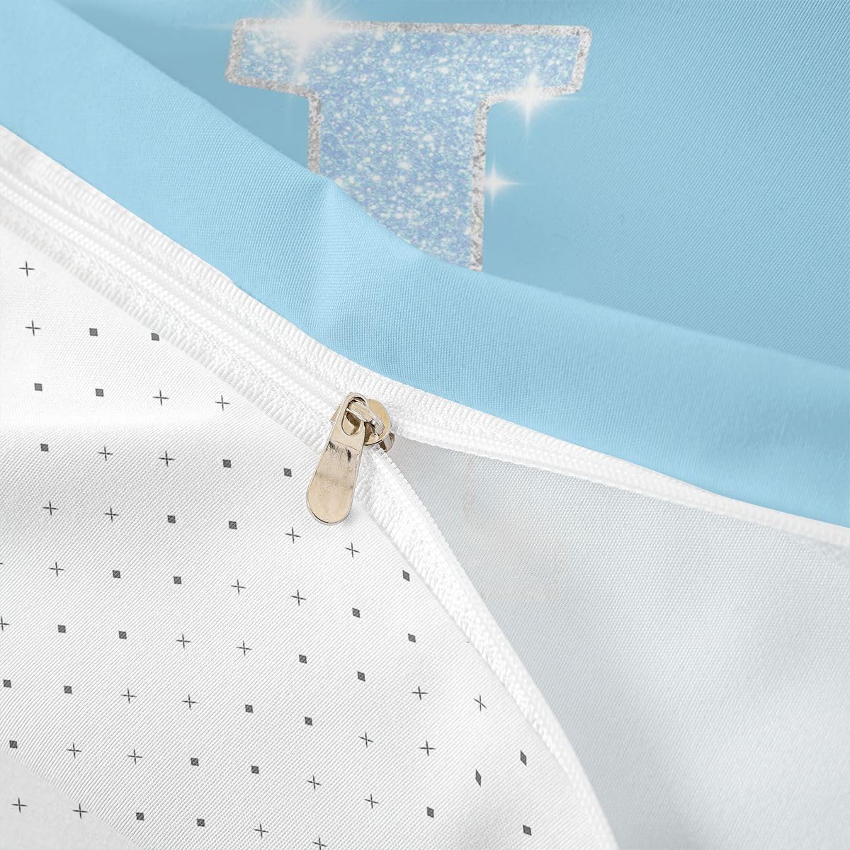 Erosebridal Personalized Initial I Duvet Cover Toddler Size | Princess Glitter Bedding Set for Kids Boys Girls Modern Aesthetic Comforter Cover Minimalist Print Bedclothes Room Decor