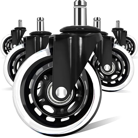 Office Chair Wheels Compatible with IKEA Chairs,10mm Stem (Set of 5), 3 Heavy Duty Replacement Swivel Rubber Casters Quiet & Smooth Rolling Compatible with IKEA Chair Casters, Protection for Floors.