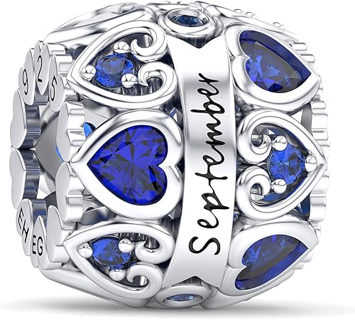 Dijes de piedra natal con forma de corazón para pulseras y collares, plata de ley 925 con circonita cúbica 5A