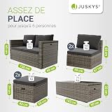 Juskys set di mobili da giardino Salou in polyrattan - Salotto resistente alle intemperie per 6 persone - Con tavolo e cuscini - Per ambienti esterni come giardino, balcone, terrazza - Grigio - 7