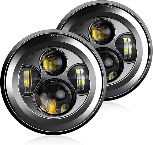 nifeida Faros delanteros redondos color negro Wrangler de 7 pulgadas compatibles con Jeep Wrangler JK TJ LJ CJ 97-18 Hummer H1 H2, aprobado por DOT
