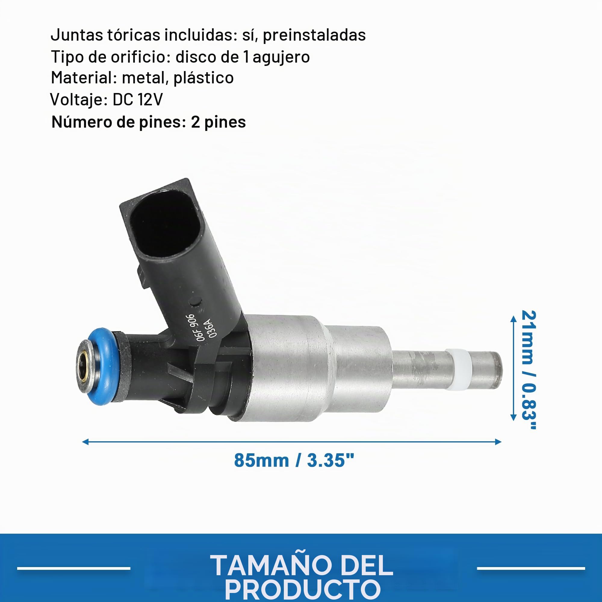 A ABSOPRO Inyector De Combustible Para Vw Golf V Gti 2.0 04-09 4 Pcs | Negro, 4 Pcs, Metal, Plástico, 85X21Mm, Dc 12V, 2 Pines, N.º Oe: 06F906036A, Para Vw Passat B6 Saloon 2.0 Tfsi 05-10