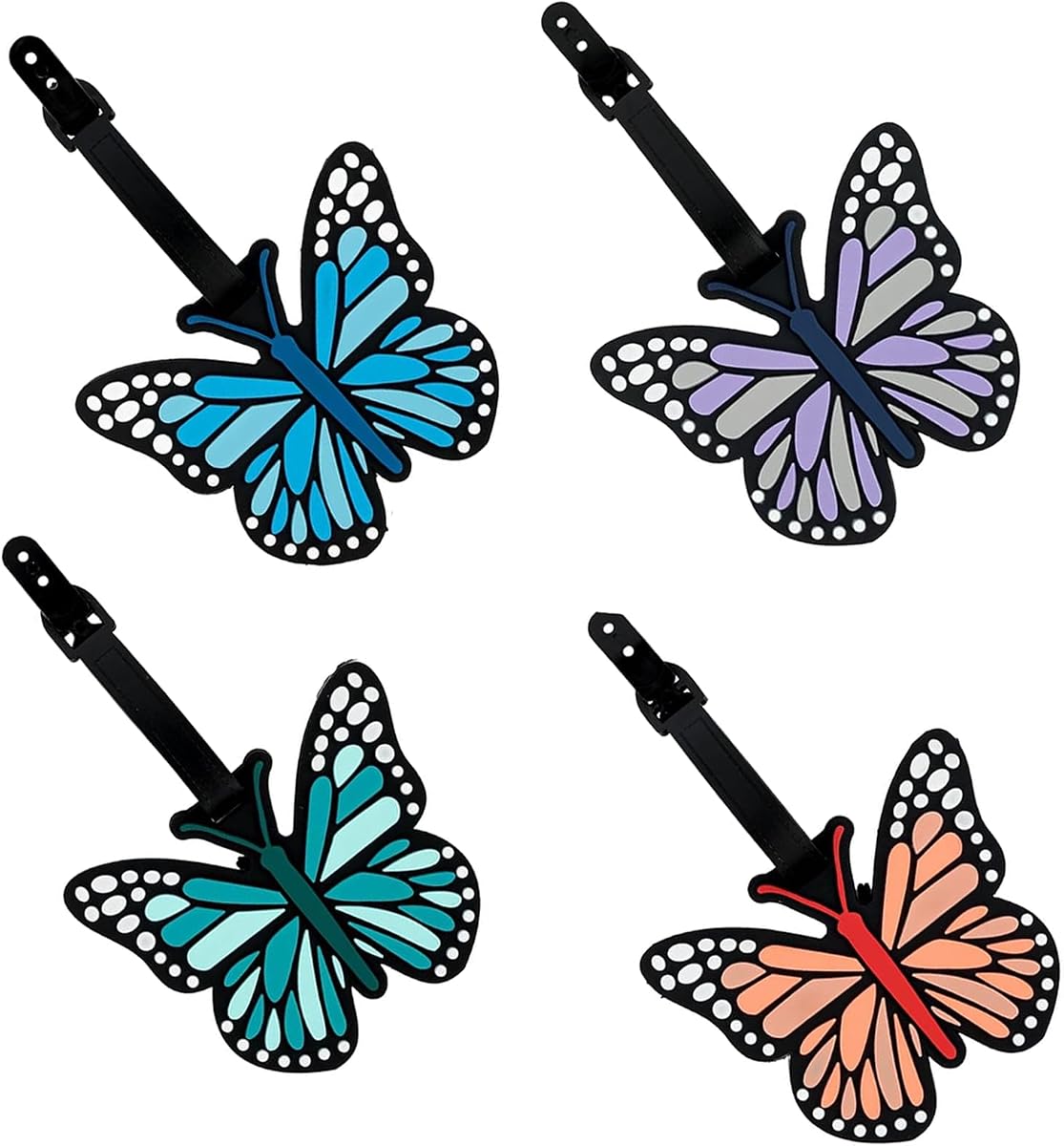Purple Luggage Tag,4PCS Luggage Identifiers for Suitcases,Suitcase Tags,Personalized Cute Butterflies for Men and Women Travel Bags and Suitcases (4)