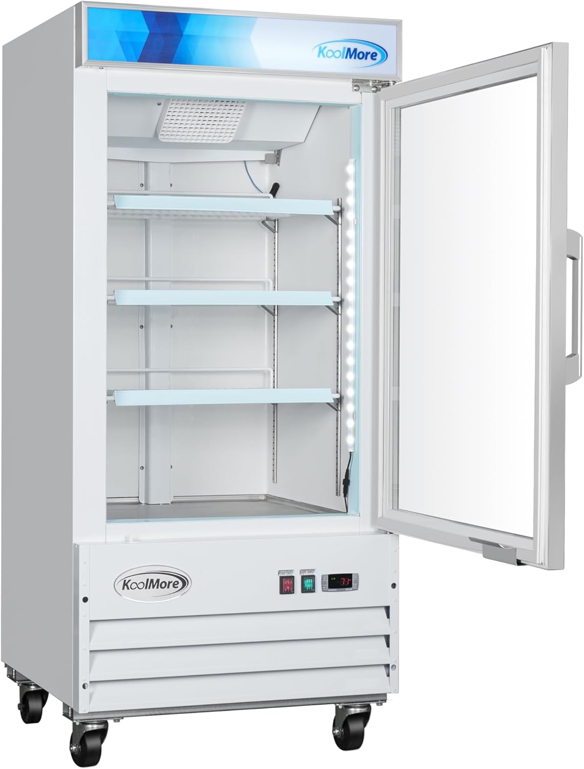 KoolMore 26 in. Commercial One Glass Door Display Upright Freezer Merchandiser in White 9 Cu. Ft. (MDF-1GD-9C-WH)