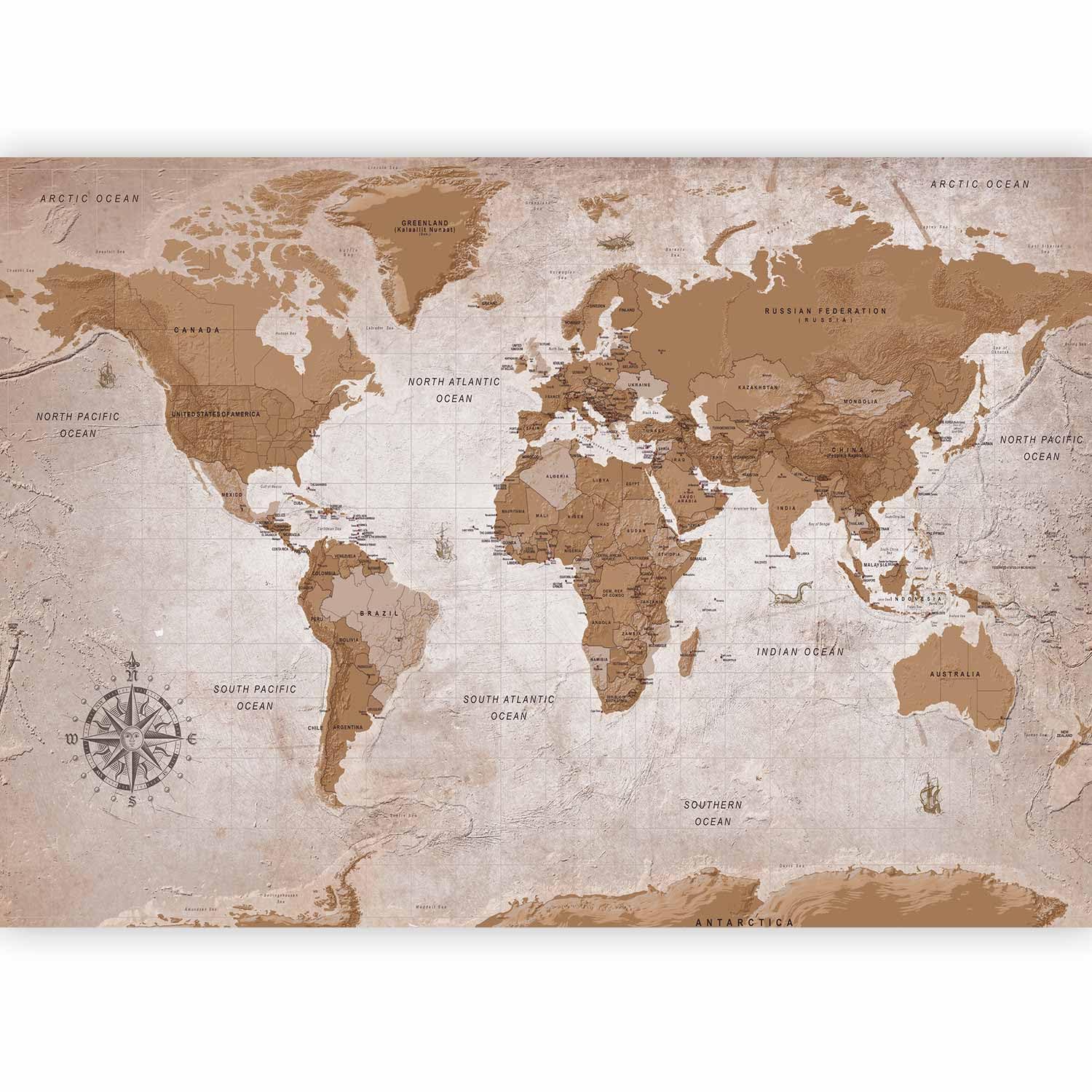 murando - Carta da parati per Soggiorno 250x175 cm TNT Carte da Parati Moderne per Camera da Letto e Cameretta - Decorazione da Muro Mappa del Mondo Continente k-A-0108-a-a