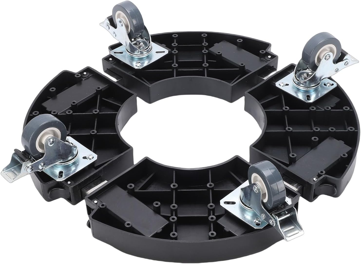 Yosoo Adjustable Rolling Plant Stand with Lockable Wheels, 440lbs Capacity for Indoor Outdoor Flower Pot Round Plant Dolly with Dual Lock Function (Black Round 4 Wheels Brake Model)