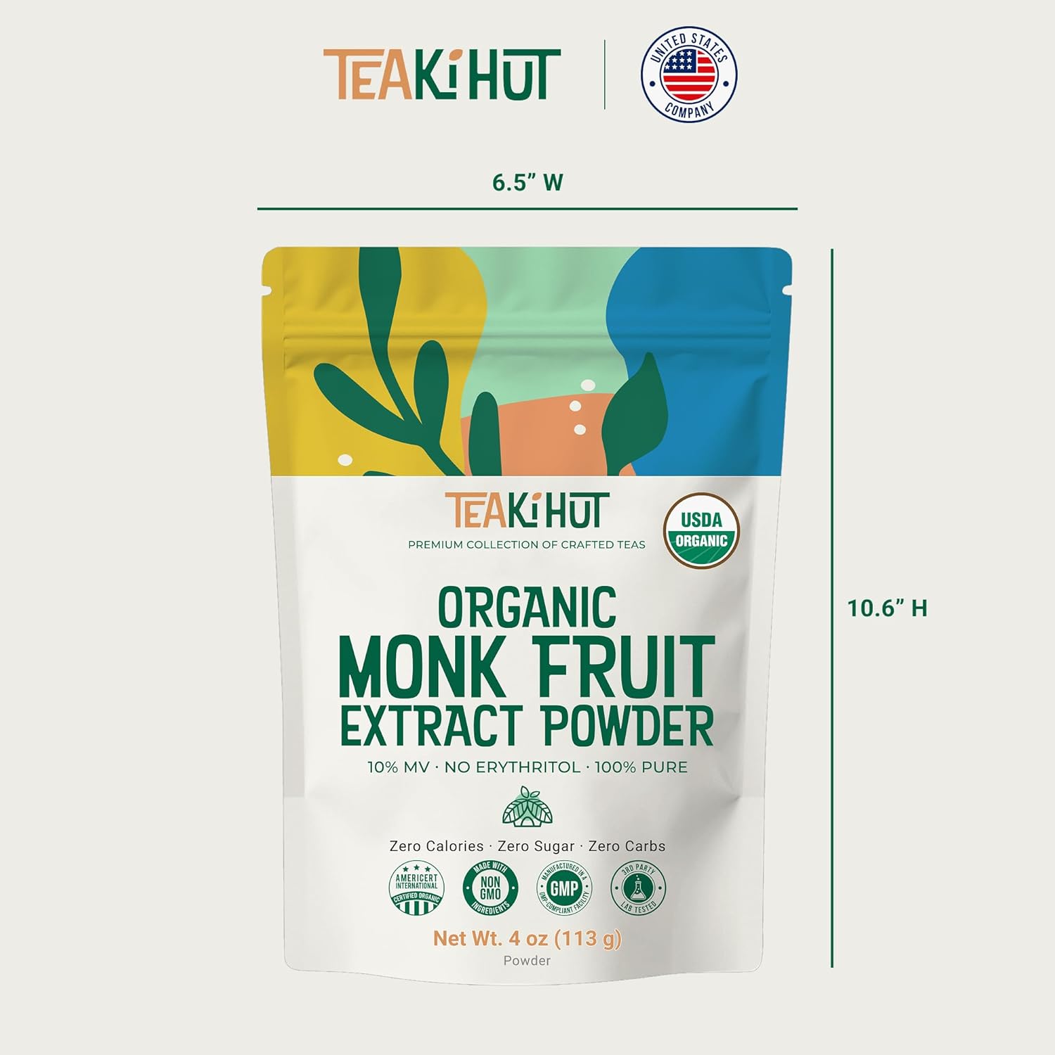 Pure Organic Monk Fruit Extract Powder, No Erythritol 4oz, 100% Monk Fruit Sweetener Powder for Keto and Paleo Diets, No Aftertaste, Zero Calories, Zero Carbs, Pure Monk Fruit Extract, 364 Servings