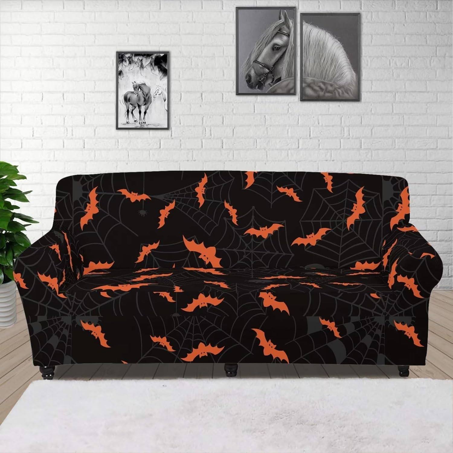 GIFTPUZZ Christmas Tree Print Sofa Slipcovers Stretch Sofa Cover Seat Cushion Couch Furniture Single Seat Sofa Cover Anti-Slip Cover Universal Sofa Cover for Armchair/Loveseat/Couch/Big Sofa
