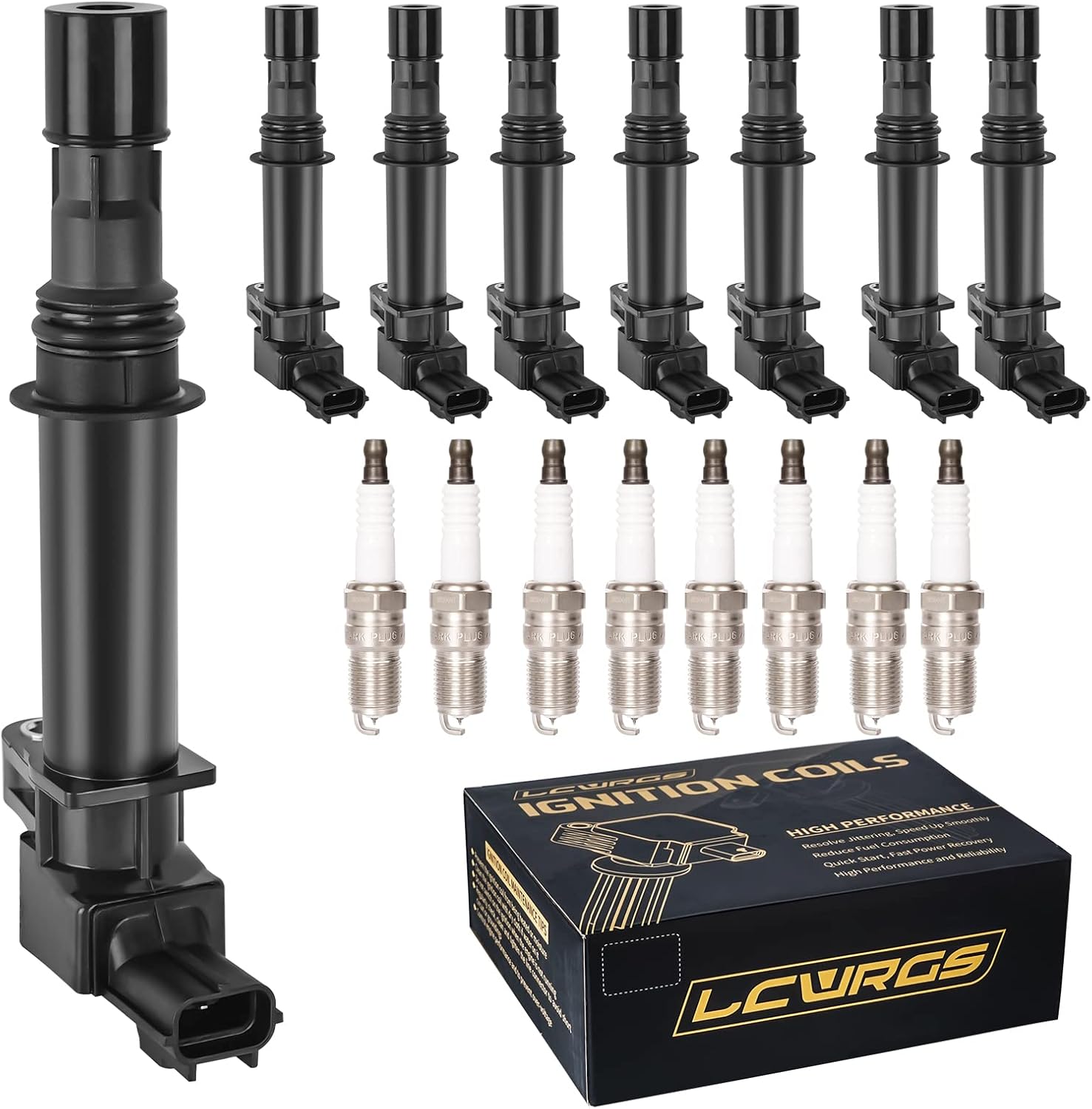 Set of 8 Ignition Coil Pack and Spark Plugs Fits for 2000 2001 2002 2003 2004 2005 2006 2007 Dodge Durango Ram 1500 Dakota Jeep Grand Cherokee 4.7 V8 Replaces# UF270