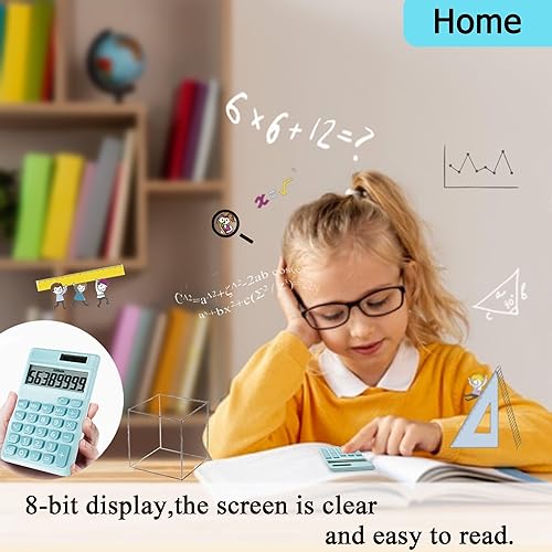 Miniatura 2 de Calculadora básica, mini calculadoras de escritorio de tamaño de bolsillo para escuela, oficina, hogar (azul claro)