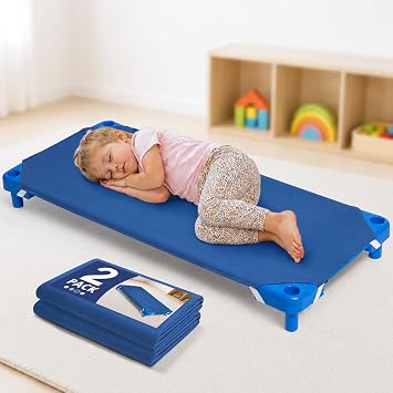 Comfyanno Cot Sheets for Daycare - Fits 23" x 52" Cot, 2 Pack, Daycare Bedding Essentials, Soft & Comfortable Fitted Cot Cover, for Preschool Kids Nap Time, Brushed Microfiber - Navy Blue