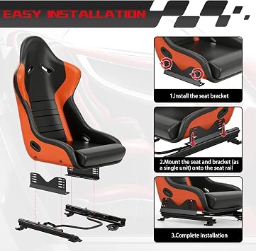 Side Mount Seat Bracket,2 PCS Bucket Seat Mounting Brackets for Bucket Seats Compatible with Most FRP and Carbon Fiber Universal Racing Seat Bracket - Black