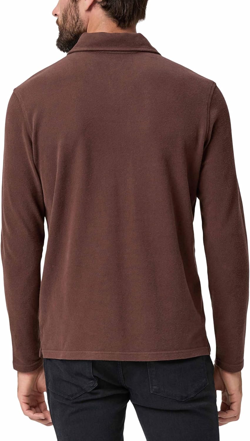 PAIGE Men's Hammond Long Sleeve Sueded Jersey Polo Shirt - Image 4