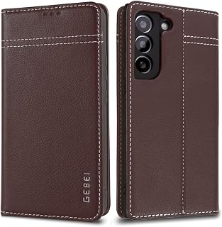 Hülle Echt Leder für Samsung Galaxy S22 5G - Premium Echte Lederhülle mit Standfunktion Kartenfach Magnetverschluss Flip Case Ledertasche Handyhülle Schutzhülle Klapphülle – Braun