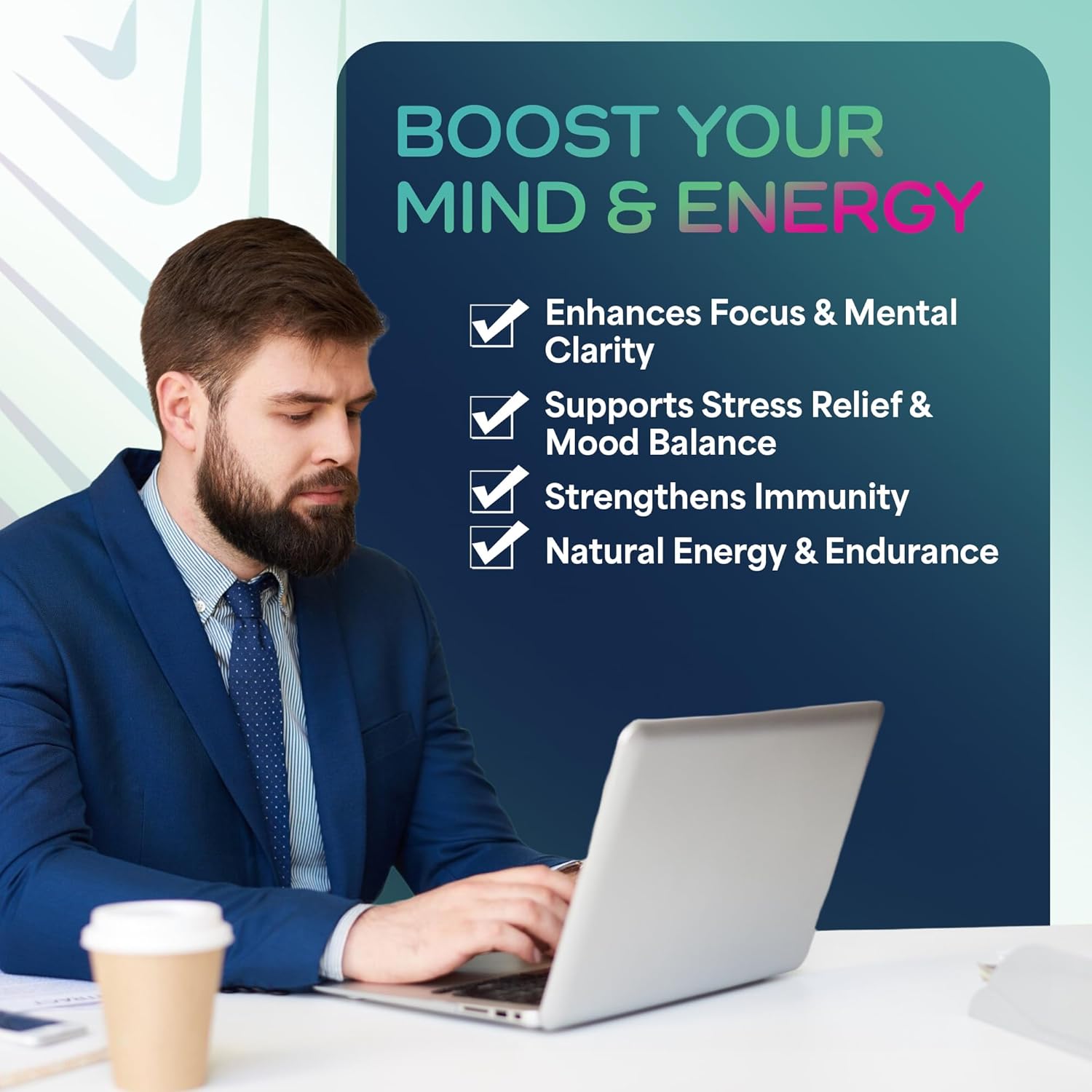 Clarity and Focus Mushroom Gummies — Powerful Brain Supplement with Lion’s Mane, Cordyceps & Ashwagandha for Memory, Stress Relief and Calm - 60 Gummies