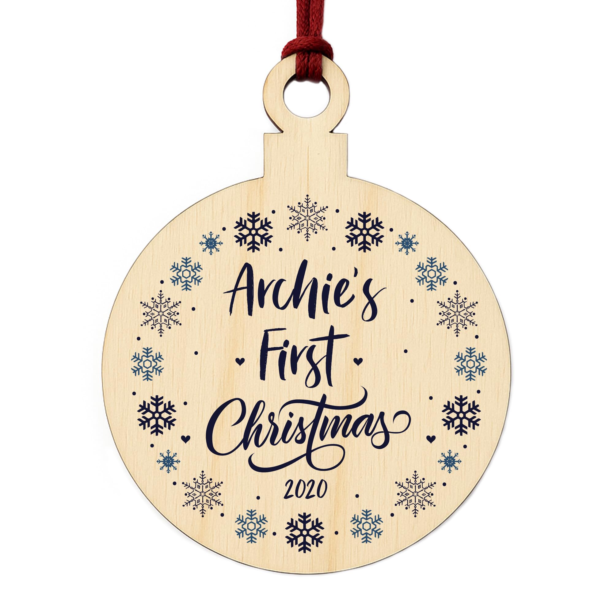 1st Christmas Baby Boy PERSONALISED Wood Bauble Tree Decor Keepsake