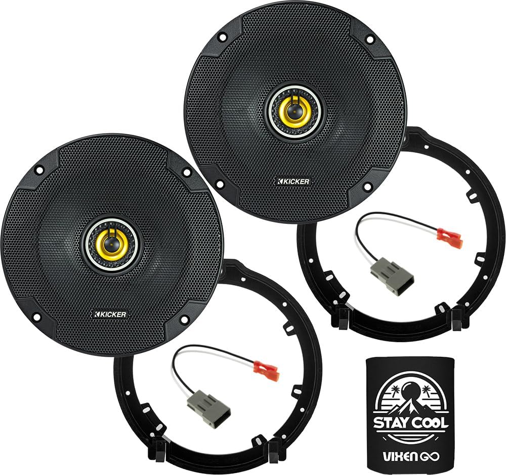 KICKER Speakers 6.5 inch for Honda Civic 2006-2015 Upgrade Kit - Pair of CS Series with Adapters and Harness, Coaxial 6 1/2 Car Audio Rear Deck Speaker CSC65, 46CSC654