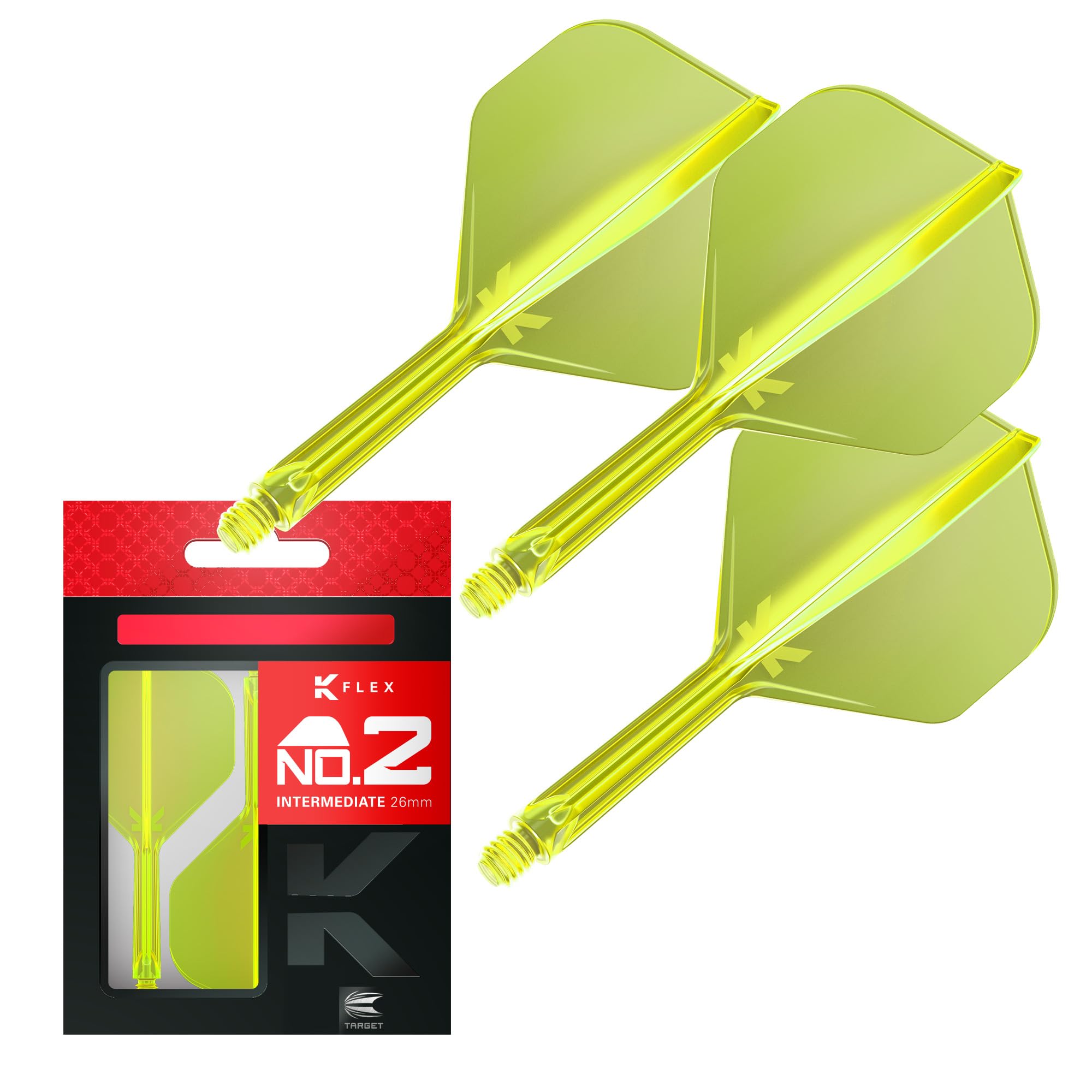 Target Darts K Flex Integrated Dart Flight And Shaft, No.2 | K-Flex 3 Pack - No.2, Kflex, Dart Flights & Stem for 2 in 1 Precision Darts