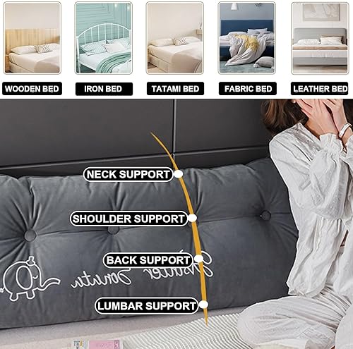 Miniatura 6 de Almohada de cabecera con cuña para lectura, respaldo de vellón, almohada de descanso de lectura, cojín de respaldo triangular grande para la