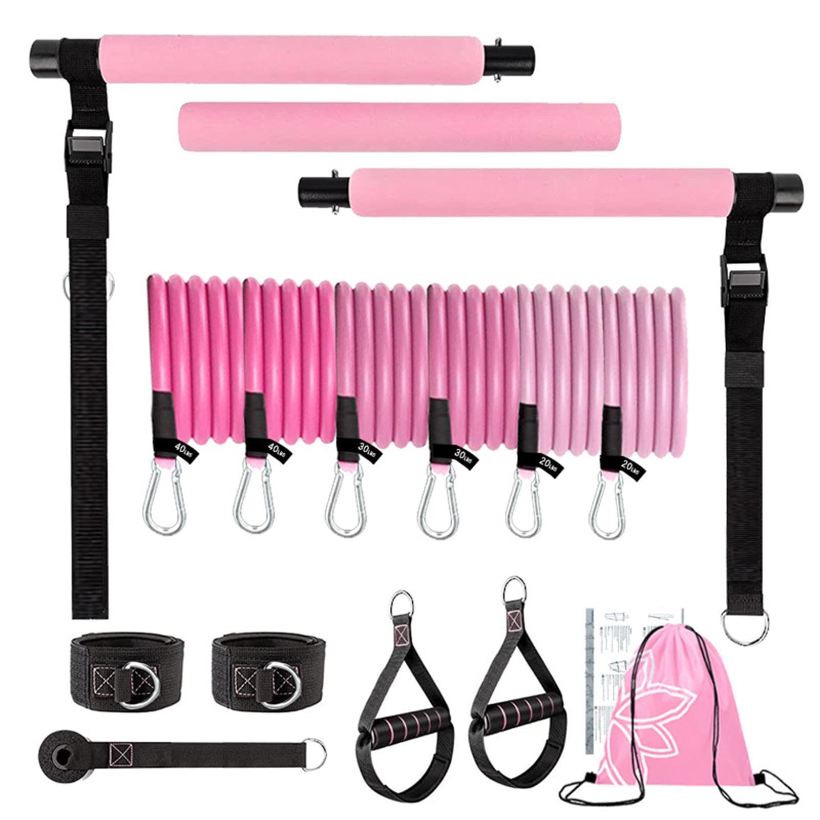 Barra De Entrenamiento Pilates - Kit De Barra De Resistencia Pilates, Conjunto De Barras De Ejercicio Pilates | Equipo De Fitness Pilates con Bandas De Resistencia para Entrenamiento En Casa