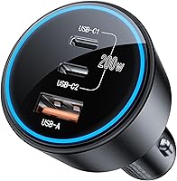 ROADRESS 200W USB C Car Charger: Dual 100W PD Fast Charging, 3-Port Adapter for iPhone 16/15, Galaxy S23, MacBook, Laptops