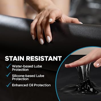 Inflatable Nuru Massage Sheet with Inflatable Sides | Manual Inflate | Black Vinyl Waterproof | 83 x 61 x 6.3 inches | Easy to Clean | Couples Massage
