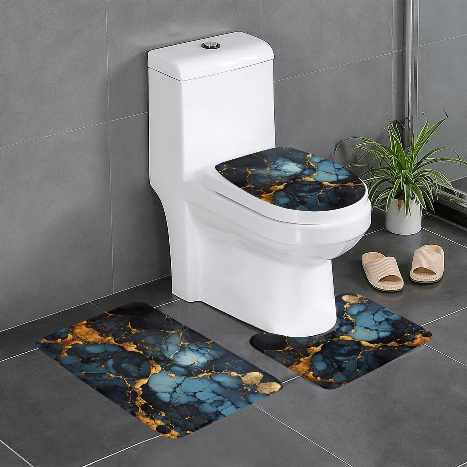 Tapis de salle de bain antidérapants aspect marbre haut de gamme pour coiffeuse et toilettes
