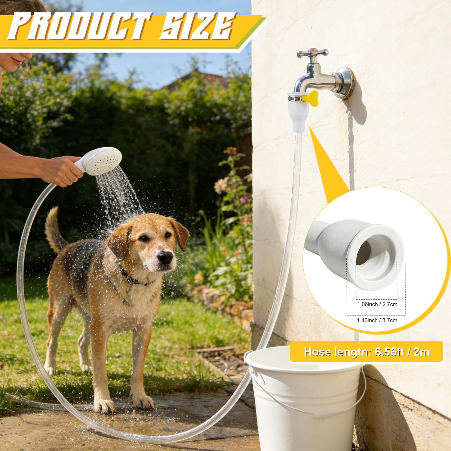 Dog Shower Hose Attachment for Faucet - 6.5ft Sink Hose for Bathtub Faucet, with Adjustable Connector Clamp & Shower Head, Portable Sink Attachment for Bathtub, Dog Shower, Bucket, Outdoor Cleaning image 3