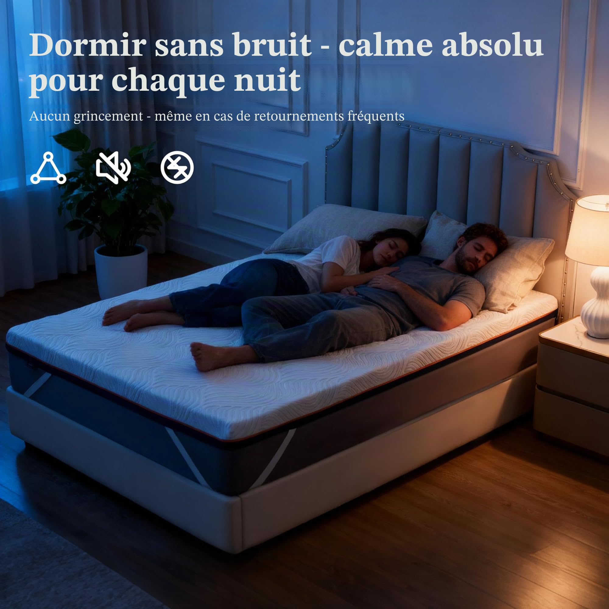 Surmatelas Mémoire de Forme 140x200cm – 7.5CM Gel Infusé, Mousse Haute Densité, Surmatelas Ergonomique Respirant avec Housse Hypoallergénique Amovible et Lavable
