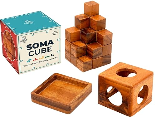 BSIRI Soma Puzzle Cube Wooden Toy Brain Teaser Desk Board