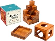 BSIRI Soma Puzzle Cube Wooden Toy Brain Teaser Desk Board Games Adults Master Block Christmas Mind Magic Benders Wood Hand Cube Family Teens Classic