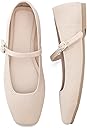 Soesyi Knit Flats for Women Square Toe Flats Casual Ballet Flats with Ankle Strap,Mary Jane Shoes Women Comfortable for Dressy Office