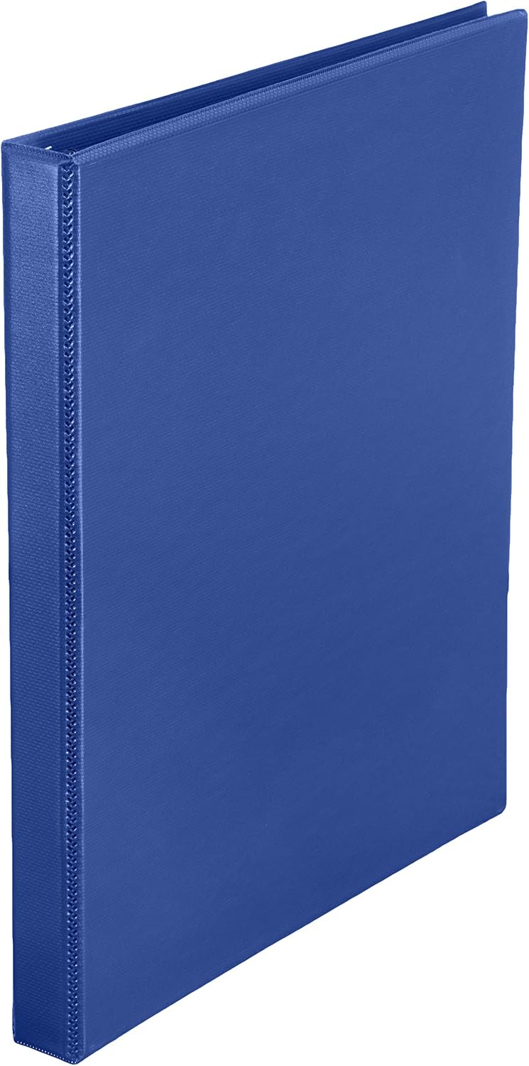 Amazon Basics 1/2 Inch, 3 Ring Binder, Round Ring, Customizable View Binder, Blue, 12-Pack