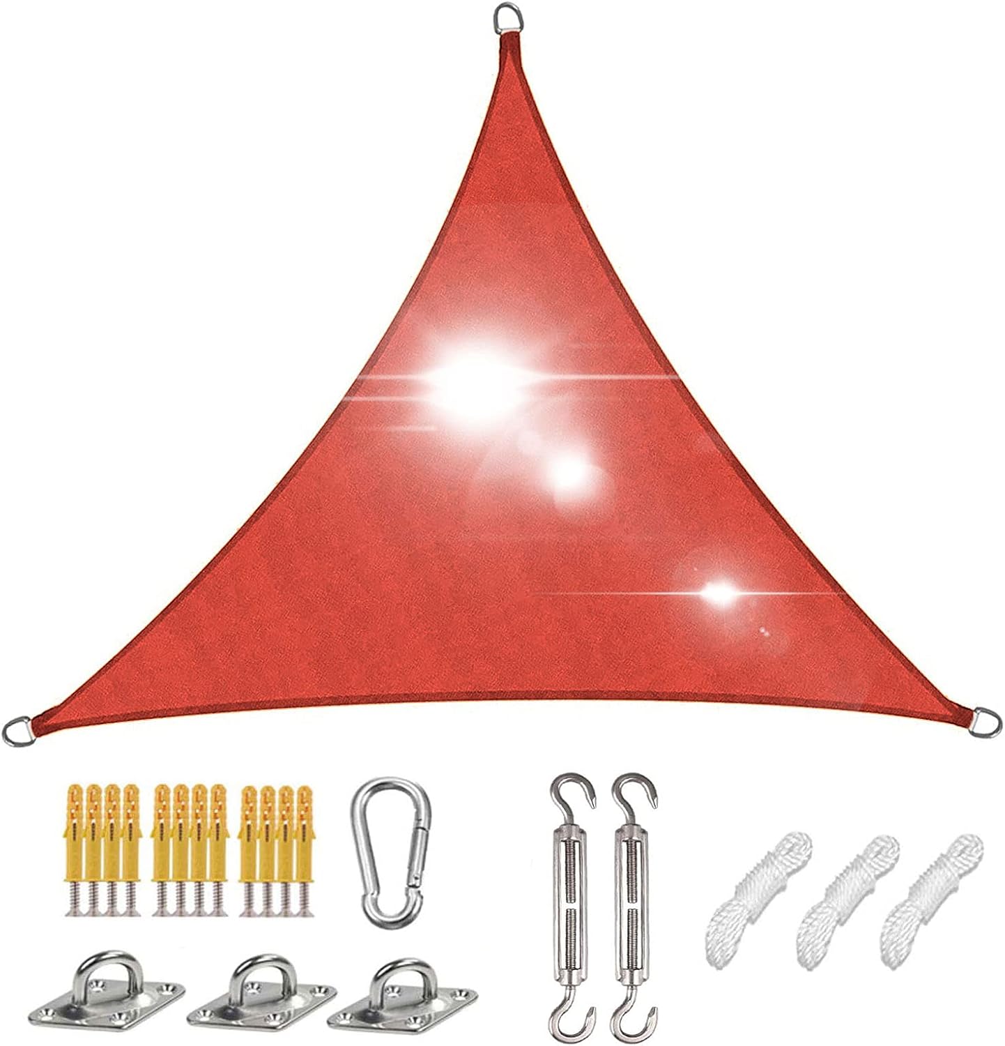 Shade Sail Triangle 6.6x6.6x6.6ft, Outdoor Garden Sun Canopy Waterproof, Shade Cloth for Patio 95% UV Block Awning Canopy Sunshade Cover with Hardware Kit