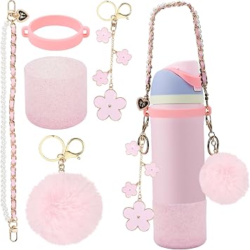 Compatible with Owala Bottle Accessories Durable Silicone Boot Handle Comaptible with Owala Bottles 24oz or 32oz Stylish Charms Strap for Personalized Touch Rubber Bottom