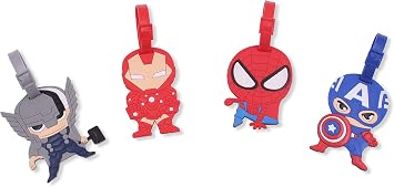 4 Pcs Set Super Heroes Silicone Travel Luggage Baggage Identification Labels ID Tag for Bag Suitcase Plane Cruise Ships with Belt Strap