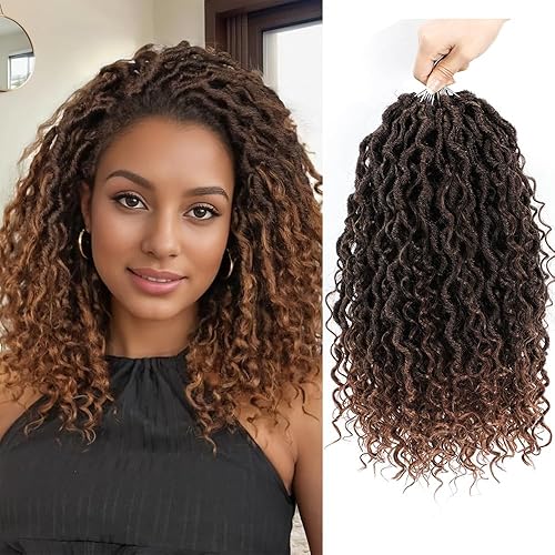 New Goddess Locs - Cabello de ganchillo de 14 pulgadas, cabello sintético preanudado de ganchillo, 8 paquetes de trenzas de ganchillo bohemias para