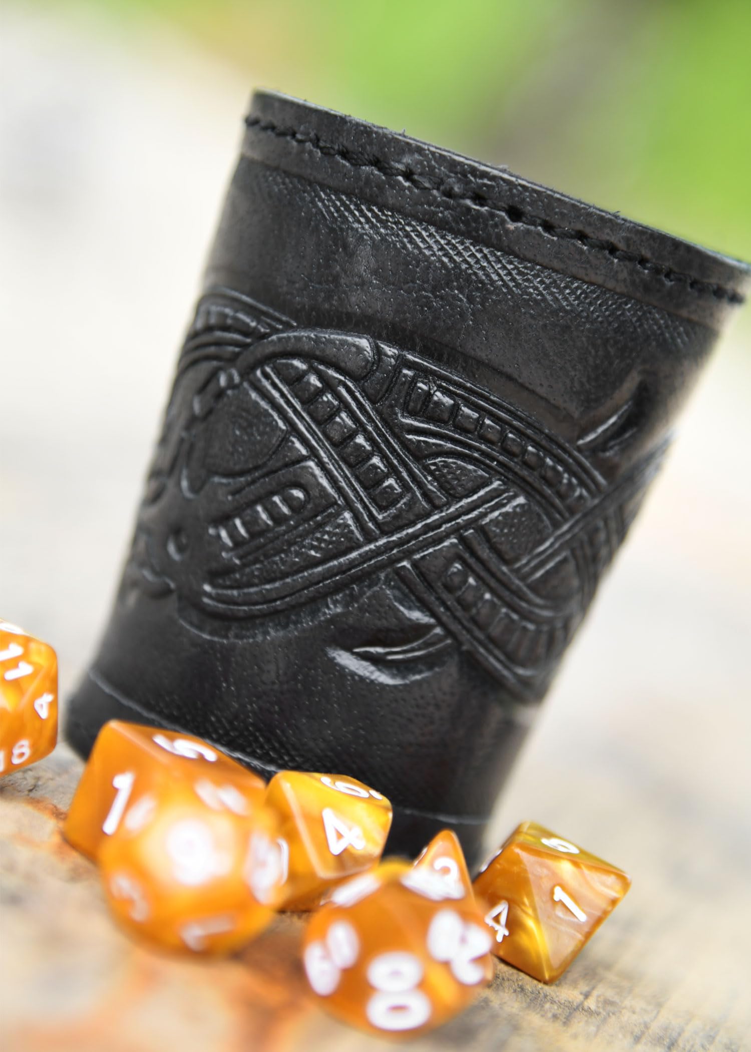 Ulfberth - Viking Dice Cup with Dragon Motif, Genuine Leather, Medieval Leather Cup, LARP, Reenactment (Black Jelling Style) - Image 4