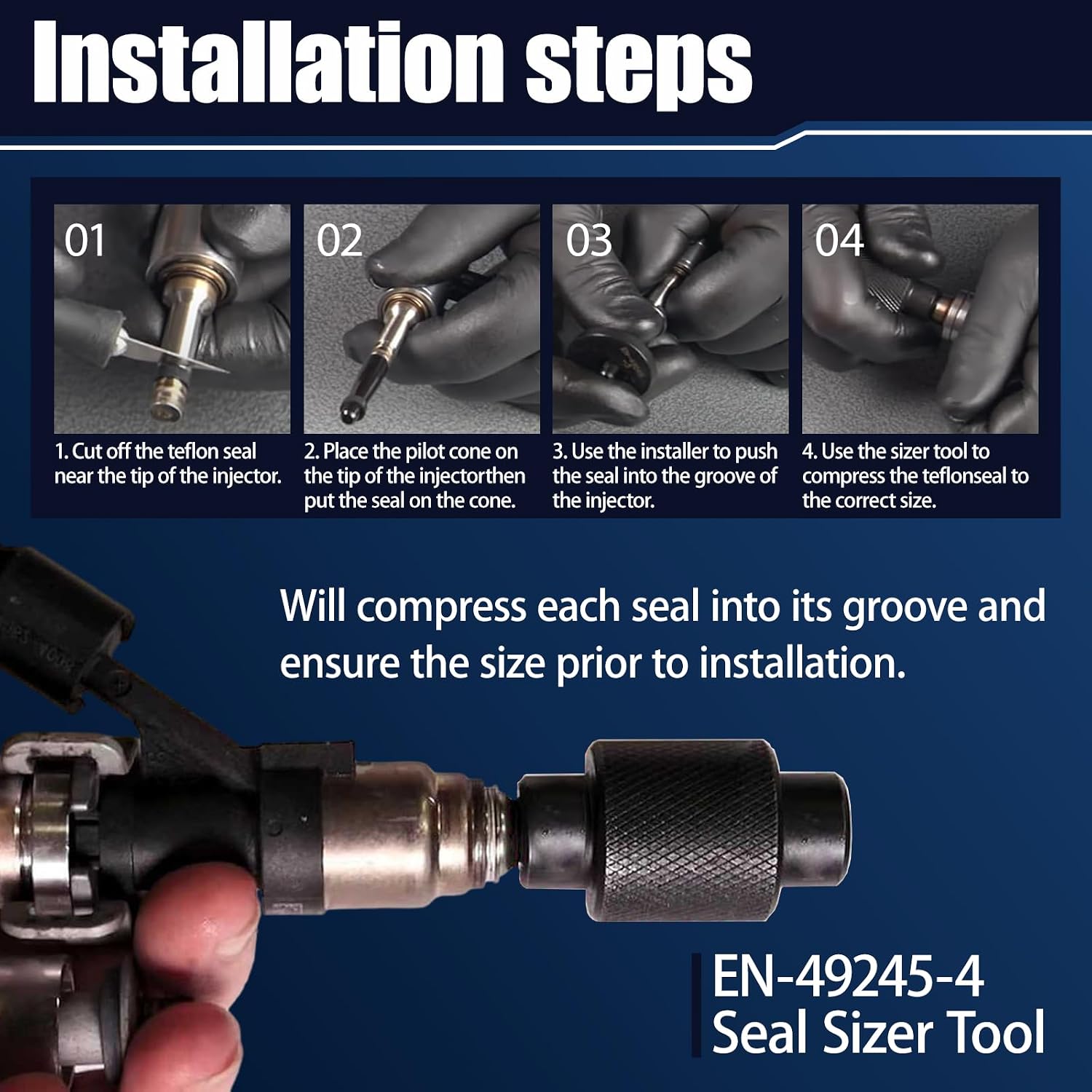 EN-49248 Fuel Injector Puller Kit & GM245 Fuel Injector Seals Tools - Fuel Rail Assembly Remover and Injector Installation Tool Set for GM Vehicles, Compatible with LS/LT Engines