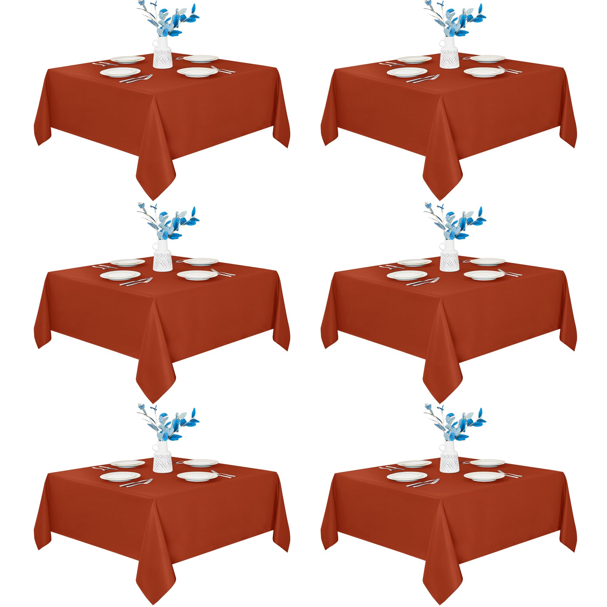 Fitable 6 Pack Rust Square Tablecloths 70x70 Inch for 2-4 Ft Tables